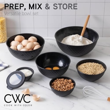 Nesting Bowls Set with Lids - 12 Piece Microwave Safe