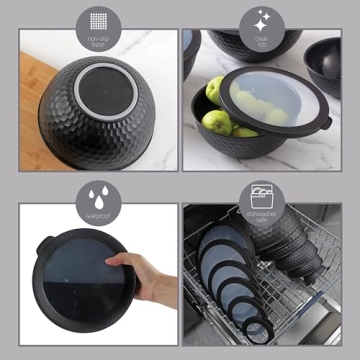 Nesting Bowls Set with Lids - 12 Piece Microwave Safe