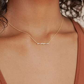 SLOONG Mama Necklace14K Gold Plated Dainty Mother and Daughter Matching Gift for New Mom Boyfriends Mom Women Mother's Day Mama Gifts