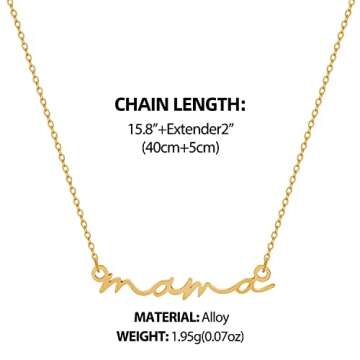 SLOONG Mama Necklace14K Gold Plated Dainty Mother and Daughter Matching Gift for New Mom Boyfriends Mom Women Mother's Day Mama Gifts