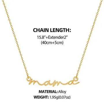 SLOONG Mama Necklace14K Gold Plated Dainty Mother and Daughter Matching Gift for New Mom Boyfriends Mom Women Mother's Day Mama Gifts