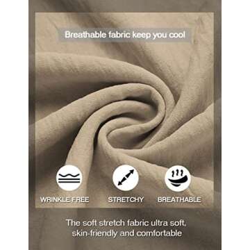 COOFANDY Men Summer Henley Shirts Button Vacation Shirt Collarless Casual Shirt Khaki