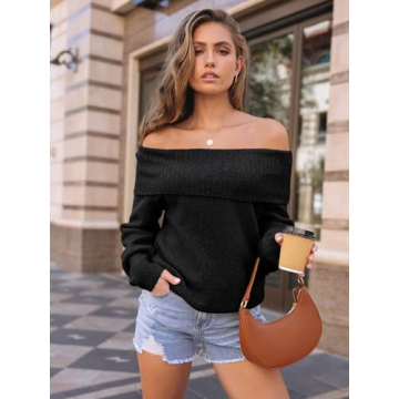 LILLUSORY Cozy Off-The-Shoulder Sweater for Women