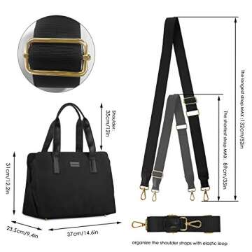 CHICECO Travel Yoga Gym Bag for Women, work tote bag,2 x Separate shoe bag,Wet Dry Storage Pockets,Carryall Sports Duffle Bag, Black(Yoga Mat Not Included)