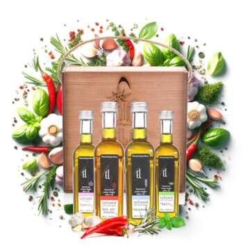 Pellas Nature Organic Herb Infused Greek Olive Oil Gift Set - 4 Flavors, 4x1.7 oz Bottles