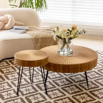 Modern 2-Piece Coffee Table Set with Rustic Charm and Style