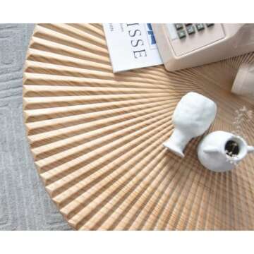 COZAYH 2-Piece Modern Farmhouse Living Room Coffee Table Set, Nesting Table Round Natural Finish with Handcrafted Wood Radial Pattern