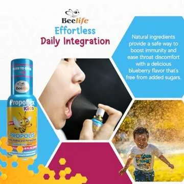 Beelife Bee Propolis Extract, Propolis Throat Spray for Kids – Propolis, Honey, Mallow, Pomegranate - Natural Immune Support & Sore Throat Relief, No Sugar - Blueberry Flavor - (35ml/ 1-Pack)