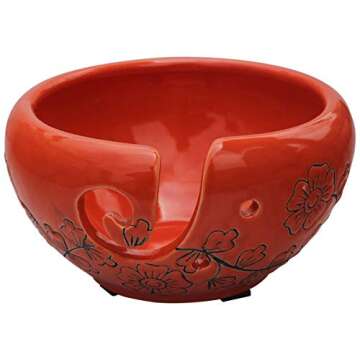 Festive Deals - Ceramic Yarn Bowls 6 X4 Inch Handmade Yarn Holder Decorative Knitting Bowl for Knitt...