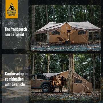 OneTigris COZSHACK Hot Tent, Large Spacious 4 Person Tent with Stove Jack, Windproof Waterproof Tent for Wood Stove Bushcraft Camping Travel Truck Family (Coyote Brown)