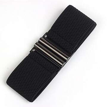 YYXR Womens Black Vintage Plus Elastic Stretchy Waist Cinch Trimmer Belt Size S