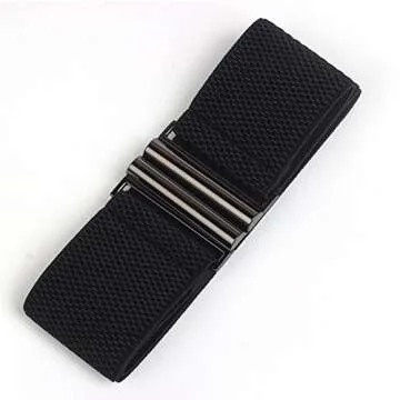 YYXR Womens Black Vintage Plus Elastic Stretchy Waist Cinch Trimmer Belt Size S