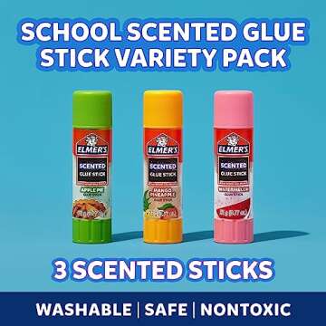 Elmer's Total 9-Sticks, 3-Pack Scented Notoxic Glue Sticks for Kids School Projects Variety Pack (Ap...