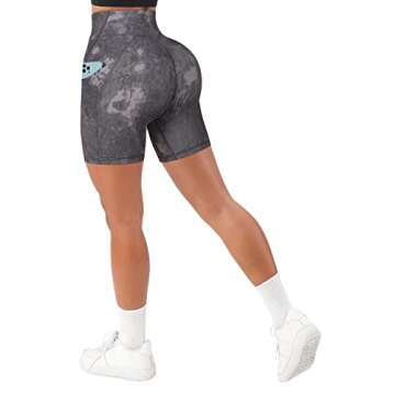 SUUKSESS Women Cross Waist Workout Shorts with Pockets Ribbed High Waisted Booty Biker Shorts (#1 Bl...