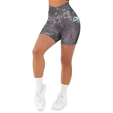 SUUKSESS Women's Cross Waist Workout Shorts with Pockets