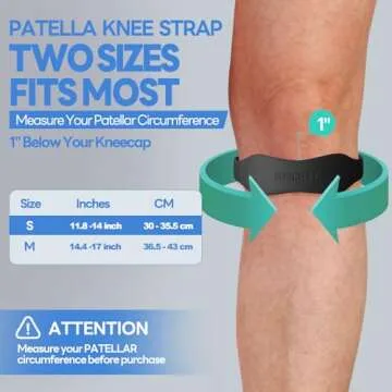 Silicone Knee Patellar Tendon Support Strap - 2 Pack Patella Band for Tendonitis Jumpers Pain Relief - Knee Brace for Men & Women - Knee Band Stabilizer for Running Sports Basketball Hiking (Black, Small)