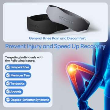 Silicone Knee Patellar Tendon Support Strap - 2 Pack Patella Band for Tendonitis Jumpers Pain Relief - Knee Brace for Men & Women - Knee Band Stabilizer for Running Sports Basketball Hiking (Black, Small)