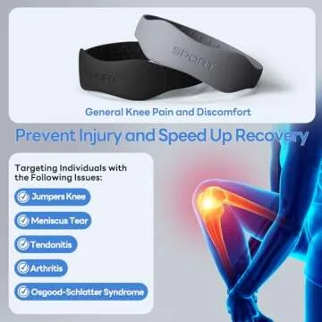 Silicone Knee Patellar Tendon Support Strap - 2 Pack Patella Band for Tendonitis Jumpers Pain Relief - Knee Brace for Men & Women - Knee Band Stabilizer for Running Sports Basketball Hiking (Black, Small)