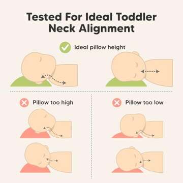 2-Pack Toddler Pillow 13x18 - Soft Organic Cotton Kids Travel Bed Pillows for Sleeping, School, Nap, Machine Washable, Toddlers 2 to 5, Pillowcase Sold Separately (DinoLand)