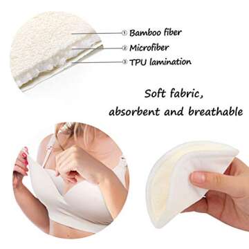 PHOGARY Washable Bamboo Nursing Pads - Eco-Friendly & Soft