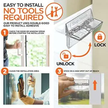 Sliding Door Lock for Home Safety - 2 Pack Sliding Window Locks, Sliding Glass Door Lock, Extra Strong Adhesive, Sliding Door Child Safety Lock, Sliding Patio Door Lock and Window Security