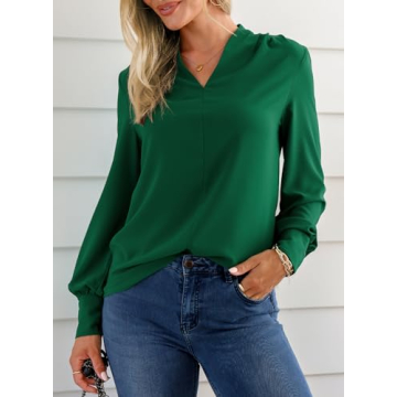 EVALESS Dressy Casual V Neck Blouse for Women