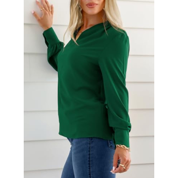 EVALESS Dressy Casual V Neck Blouse for Women