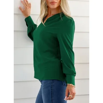 EVALESS Dressy Casual V Neck Blouse for Women