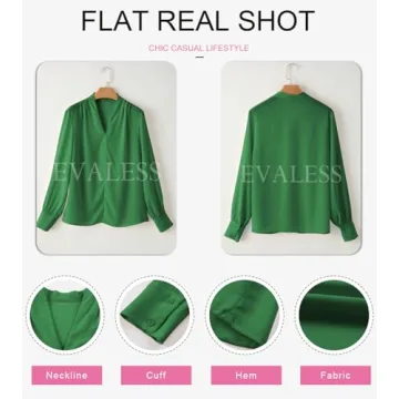EVALESS Dressy Casual V Neck Blouse for Women