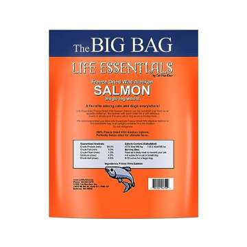 LIFE ESSENTIALS BY CAT-MAN-DOO All Natural Freeze Dried Wild Alaskan Salmon Treats for Cats & Dogs -...