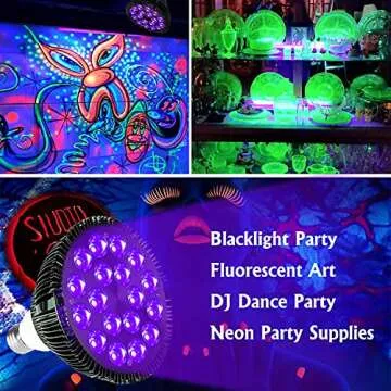 KINGBO Black Light Bulb, 36W LED Blacklight Bulbs E26 PAR38 Glow in The Dark, 395nm LEDs for Blacklight Party, Fluorescent Art, DJ Dance Party, Holiday Decorations, Acrylic Pouring Light