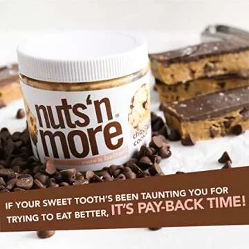Nuts ‘N More Chocolate Chip Cookie Dough Peanut Butter Spread - High Protein, Low Carb, Low Sugar, Gluten Free, Non-GMO, All-Natural Nut Butter Snack (15oz Jar)