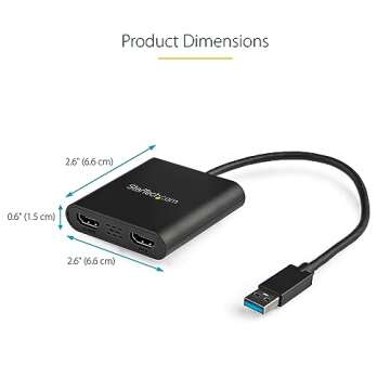 StarTech.com USB 3.0 to Dual HDMI Adapter, USB to 2x HDMI Monitor Converter for Windows, TAA (no support for macOS/ChromeOS/Linux)