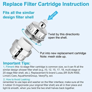 Luxau 18 Stage Shower Filter Replacement Cartridge Set