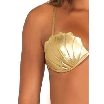 Leg Avenue womens Mermaid Seashell Bikini Costume Top, Gold, Small US