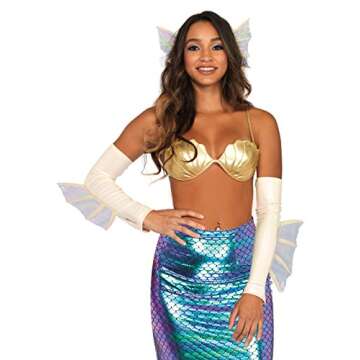 Leg Avenue womens Mermaid Seashell Bikini Costume Top, Gold, Small US
