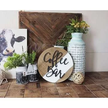 HSDDHOME Rustic 12'' Coffee Bar Decor - Ideal Gift!
