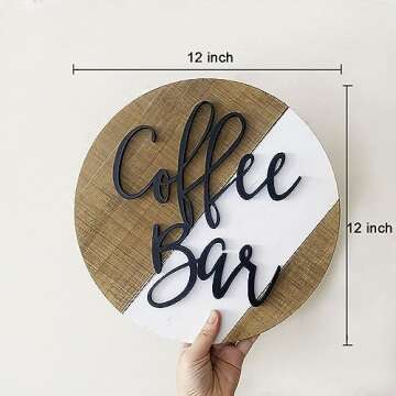 HSDDHOME Rustic 12'' Coffee Bar Decor - Ideal Gift!