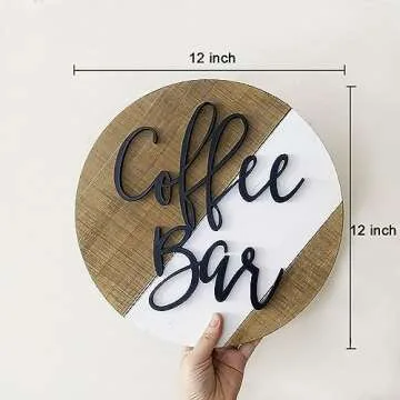 HSDDHOME Rustic 12'' Coffee Bar Decor - Ideal Gift!