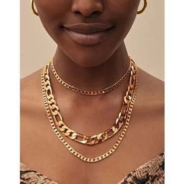 Denifery Punk Cuban Link Chain Choker Necklace Chunky Curb Chain Necklace Chic Layered Clavicle Neck...