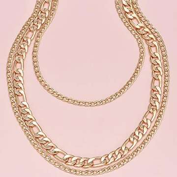 Denifery Punk Cuban Link Chain Choker Necklace Chunky Curb Chain Necklace Chic Layered Clavicle Necklace Hiphop Accessories for Women