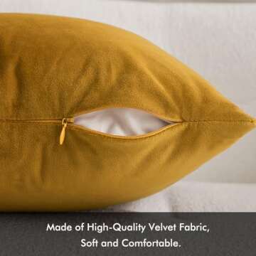 Mustard Yellow Velvet Pillow Covers Set of 2 for Cozy Decor