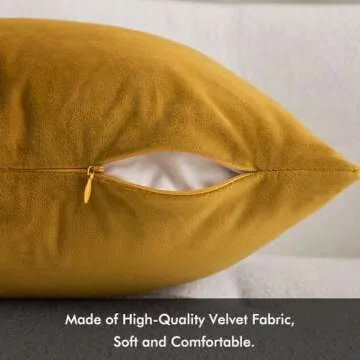 Mustard Yellow Velvet Pillow Covers Set of 2 for Cozy Decor