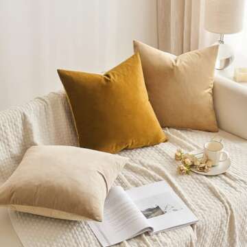 Mustard Yellow Velvet Pillow Covers Set of 2 for Cozy Decor
