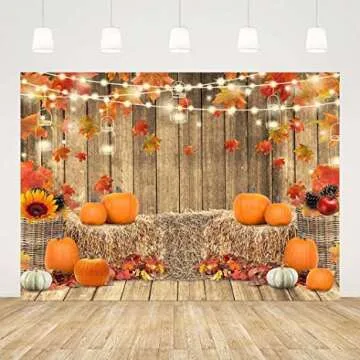 Pumpkins Photography Background with Sunflowers