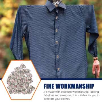 50 Halloween Wooden Sewing Buttons - Skull Design