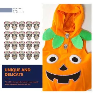 50 Halloween Wooden Sewing Buttons - Skull Design