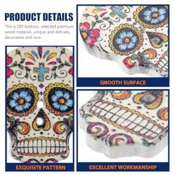 50 Halloween Wooden Sewing Buttons - Skull Design