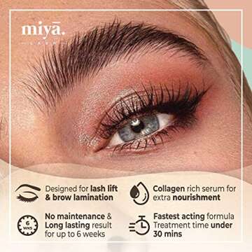 MIYA LASH 2 in 1 Lash Lift & Brow Lamination Kit | Instant Fuller Eyebrows, Eyelashes | Salon Result lasts 8 weeks | Professional LVL, Perm, Laminate with Silicone Shields, Lash Picks