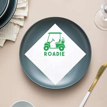 Geloar Golf Cocktail Napkins, 100 Pack Par-Fect Together Golf Themed Paper Cocktail Beverage Napkins for Wedding Rehearsal Dinner Bridal Shower Engagement 2-Ply, 5x5 Inches (Golf Cart Roadie Napkins)